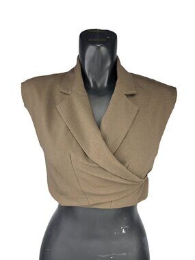 SANS SOUCI Olive Green Wrap Tie Cropped Top Size L